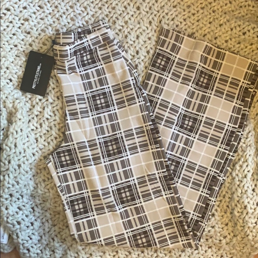 Tan Plaid Trouser Pants